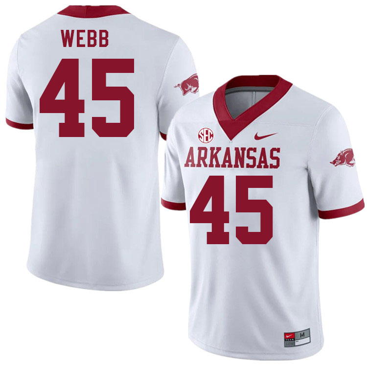 Men #45 Sladen Webb Arkansas Razorback College Football Jerseys Stitched Sale-Alternate White